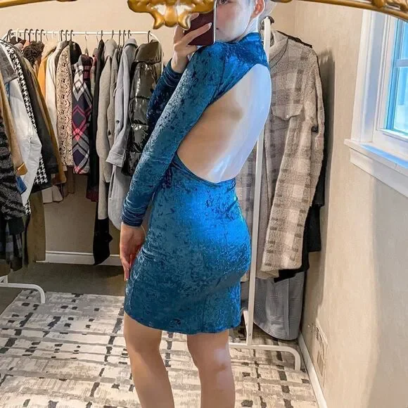 Caroline Constas Victoire Velvet Open Back Mini Dress M